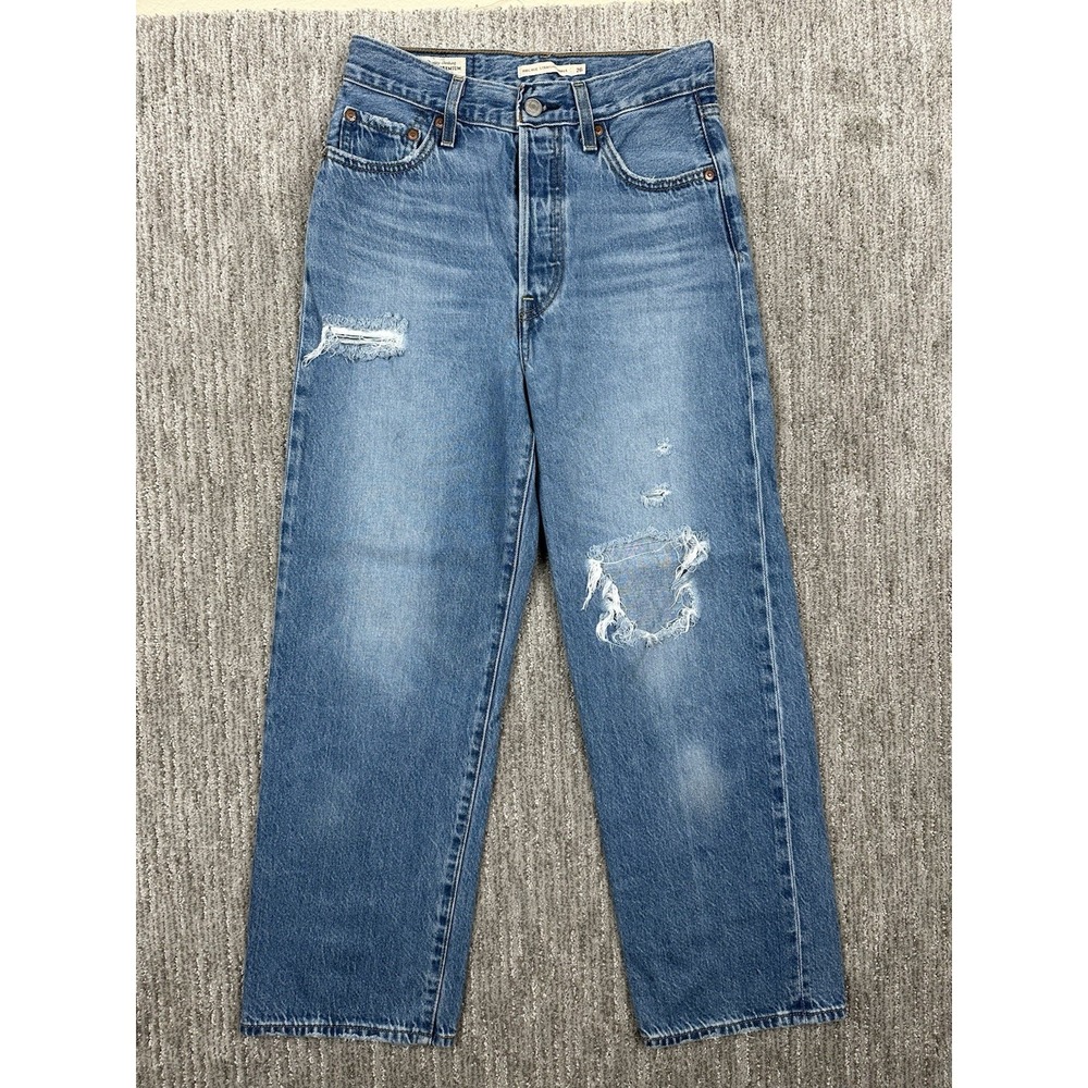 Levis Jeans Womens 26 Straight Ankle Ribcage High Rise Stretch Denim 27x26.5
